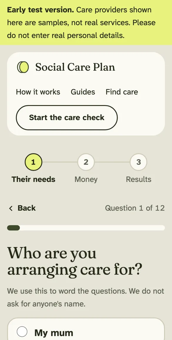 Social Care Plan on a phone