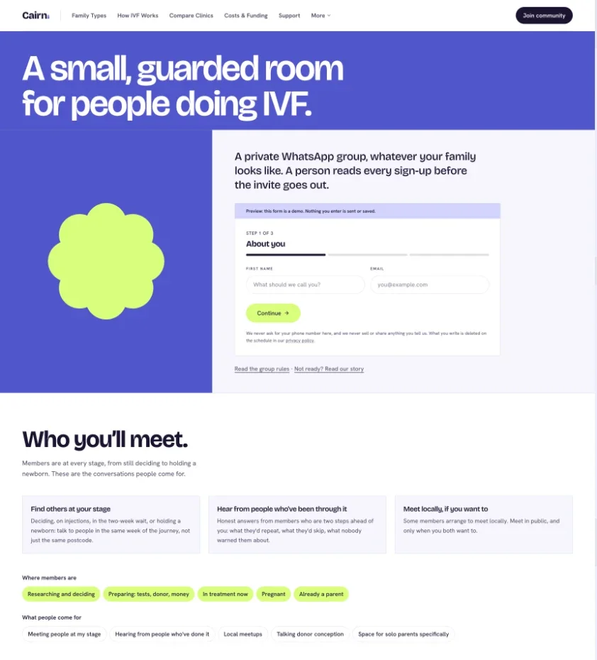 A small, guarded room: the private community